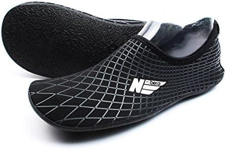 SHOESKISS Multipurpose Water Skin Shoes Adult Kids Slip On Aqua Barefoot Beach Aqua Socks Surf Pool Durable Outsole (8.3XL - US M:9.5-10, W:10.5-11, Black)