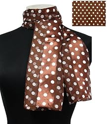 Scarf Brown Ivory Polka Dot Print Oblong 13"x60"