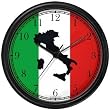 Map of Italy (Black) on Flag of Italy Italy Theme Wall Clock by WatchBuddy Timepieces (Black Frame)