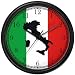Map of Italy (Black) on Flag of Italy Italy Theme Wall Clock by WatchBuddy Timepieces (Black Frame)