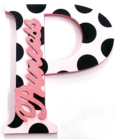 Garden Ridge Wooden P for Princess Pink Black Polka Dot Wall Decor