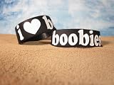 Dirty Pelican Designs I Heart Boobies Black Silicone Bracelet