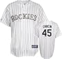 Jason Marquis Jersey: Adult 2009 Majestic Home Pinstripe Replica #21 Colorado Rockies Jersey - Medium