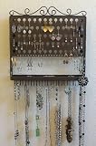 (AAV-Chateau Brown) Angelynn's Vintage Styled Accessory Angel - Pierced Earring Holder & Jewelry Organizer - Hanging Necklace Storage Rack - Wall Mount Earring Tree Display Stand