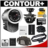 Contour+ Helmet 1080p HD GPS Wearable Camcorder Video Camera with 16GB Card + Handlebar Mount + Headband Mount + Battery + Case + Accessory Kit for BMX, Mountian Biking & Trail Riding