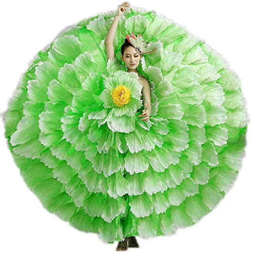 (Newya) ニューヤ レディース 発表会用 競技ダンス 豪華 大合唱 フラワー ラテン 社交ダンスドレス モダンダンス 衣装 開場ドレス ワンピース 大振り子スカート 180° 360° 540° 720° 服