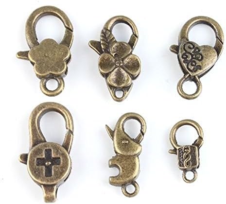 Mixed Six Shapes Alloy Vintage Bronze Plated Lobster Clasps Jewelry Findings（12pcs）