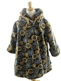 Corky And Company Girls Winter Coat Brown and Turquoise Flowers and Lace Wrap Swing