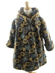 Corky And Company Girls Winter Coat Brown and Turquoise Flowers and Lace Wrap Swing