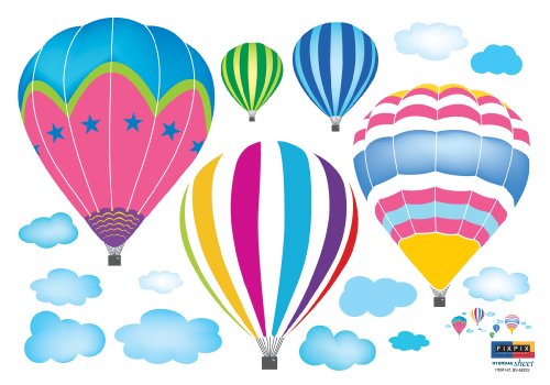 Reusable Decoration Wall Sticker Decal - Hot Air Balloons in the Sky
