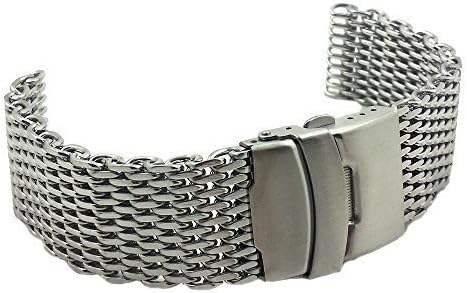 Commodore 24mm Polished Stainless Steel Shark Mesh Diver Watch Band Strap w/ Upgraded Solid Clasp