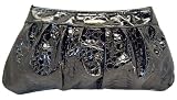 Vecceli Italy Crocodile Skin Embossed Black Clutch Handbag Designed by Ronella Lucci CL-104CROCBLK