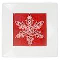 Red Snowflake Appetizer Plate Set of 8 - 6"