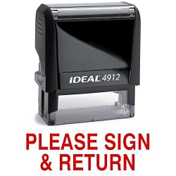 PLEASE SIGN & RETURN Red Stock Self-Inking Rubber Stamp