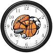 Basketball, Baseball, Football, Soccer Ball, Golf Ball, Puck Wall Clock by WatchBuddy Timepieces (Hunter Green Frame)