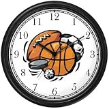 Basketball, Baseball, Football, Soccer Ball, Golf Ball, Puck Wall Clock by WatchBuddy Timepieces (Hunter Green Frame)