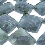 Labradorite : Rectangle-Plain - 25mm Height, 20mm Width, Sold by: 14 Inch Strand with Angel Mountain Beads Heart Charm (.625 x .570 inches)