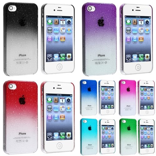 eForCity 7 Color Ultra Thin Snap On Waterdrop Design Case Compatible with Apple® iPhone® 4 4S (Clear Smoke, Clear Purple, Clear Red, Clear Dark Blue, Clear Hot Pink, Clear Sky Blue, Clear Green)