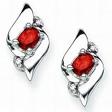 10K White Gold 0.02 ct. Diamond and 5/8 ct. Ruby Fashion Earrings