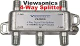 Viewsonics Four Port (4 output) Indoor Outdoor High Performance 5-1000 MHz Cable TV HDTV Coaxial Digital Signal Splitter