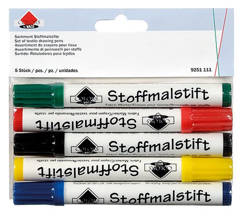 G&uuml;termann / KnorrPrandell 9251111 - Waco Sortiment Stoffmalstifte normalspitze, 5 St&uuml;ck/Box