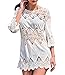 Yonala Womens Lace Floral Hollow Out Beachwear Bikini Cover Up Dress, White, One size