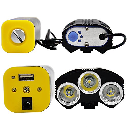 Super Bright 3x CREE XM-L U2 2 LED 5000 Lumens Waterproof Bike Cycling Bicycle Light Headlamp HeadLight 3 Switch Mode with Battery Charger