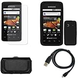 iNcido Brand Samsung Prevail M820 Combo Solid Black Silicone Skin Case Face ....