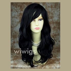 New Wonderful wavy Long Black Curly Wig Hair Wiwigs