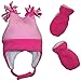 N'Ice Caps Girls 4 Corner Sherpa Lined Fleece Hat and Mitten Set