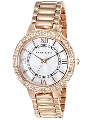 Anne Klein Womens AK/1498MPRG Swarovski Crystal Accented Rose Gold-Tone Bracelet Watch
