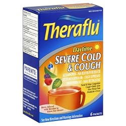 Theraflu Severe Cold & Cough, Daytime, Berry Infused with Menthol & Green Tea Flavors, 6 ct.