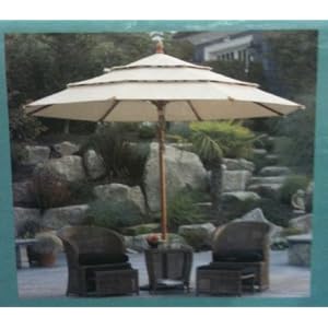 Sunbrella Wooden Market Umbrella 11' Tilt Patio Tan New by 