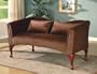 Traditional Nailhead Trim Coffee Brown Velvet Loveseat Bench