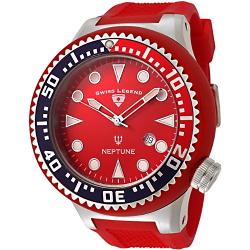 Swiss Legend Men’s 21818D-05-RBL Neptune Collection Stainless Steel Red Rubber Watch