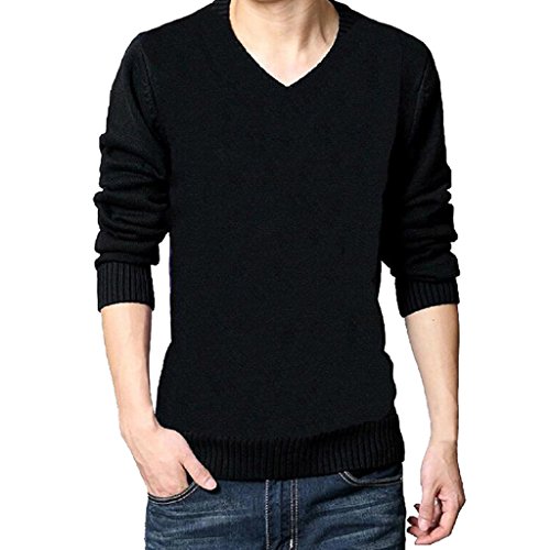Orangetime Men Basic Classic V-Neck Long Sleeve Sweater