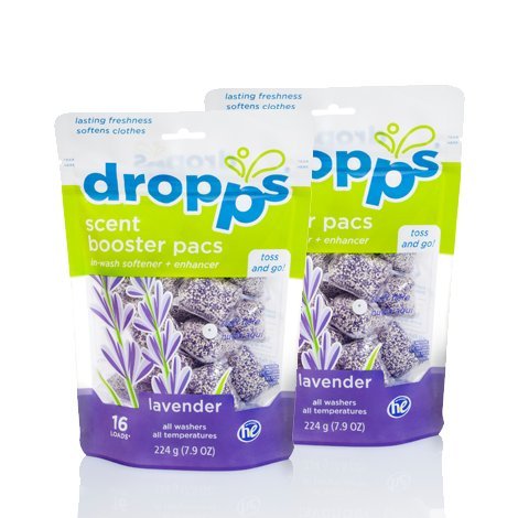 Dropps HE Scent Laundry Booster Pacs with In-Wash Softener and Enhancer, Lavender, 16 Loads (Pack of 2)