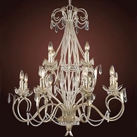 Madison Twelve Light Candle Chandelier in Silver Leaf from Candle Shades