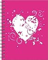 Wire-o Journal - Pink with White Heart -..Medium ( Lined both sides - White ..wire-o )