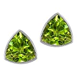 1.35 cttw Genuine Triangle Peridot Earrings - 14kt White or Yellow Gold