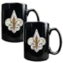 NFL New Orleans Saints Two Piece Black Ceramic Mug Set - Primary Logo