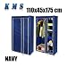 Large Double Navy Canvas Wardrobe Steel Frame Non-woven Fabric Cover Portable Storage Furniture with Shelves and Manual