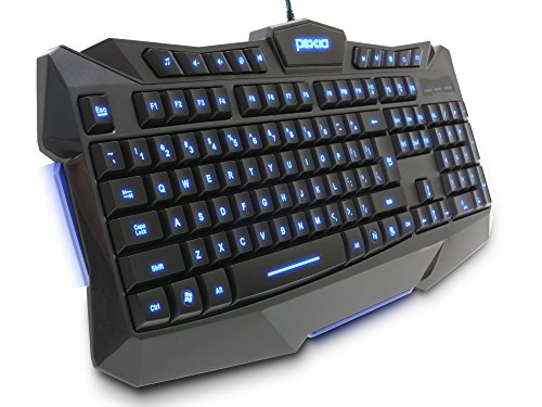 Plixio Backlit LED Light-Up Professional Wired USB Gaming Keyboard for MMOs, RPGs, and FPS