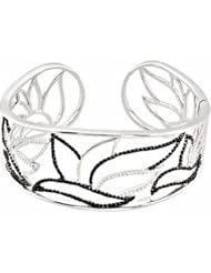 Sterling Silver Black Spinel and Diamond Cuff Bracelet - 0.62 Ct. -- LIFETIME WARRANTY