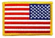 American Flag Reversed Embroidered Patch Gold Border USA United States of America Military Uniform Emblem