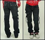 Girbaud Girls - Girbaud Girls "Aviatrix" Jeans - Dark Blue Denim / Red Strap