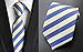 MENDENG Classic Striped Blue Yellow Jacquard Woven 100% Silk Men's Tie Necktie