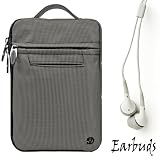 Silver Gray Durable Nylon Protective Carrying Cover Sleeve For Amazon Kindle Fire Full Color 7" Multi-touch Display, Wi-Fi (Newest Tablet) + Includes a Crystal Clear High Quality HD Noise Filter Ear buds Earphones Headphones ( 3.5mm Jack )