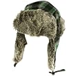 Men's Winter Faux Fur Plaid Check Thick Trooper Trapper Ski Aviator Hat Green