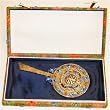 Chinese jade and agate encrusted antique hand held mirror